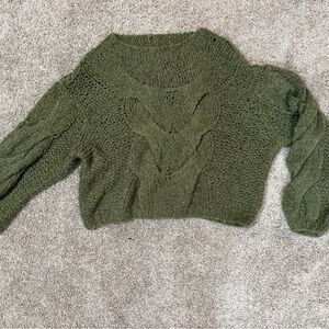 Rumored Olive Cable Knit Sweater